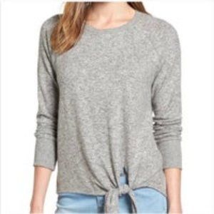 Nordstrom Gibson Tie Front Pullover Sweater Gray